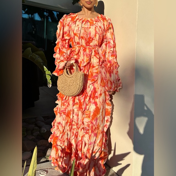 Maxi Chiffon Ruffle Dress - Picture 1 of 2